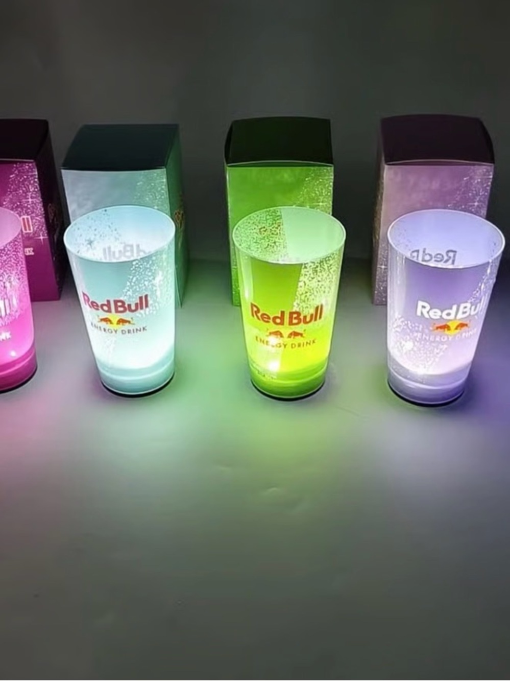 Red Bull liquid activated cup with lid and straw. Your choice of color.